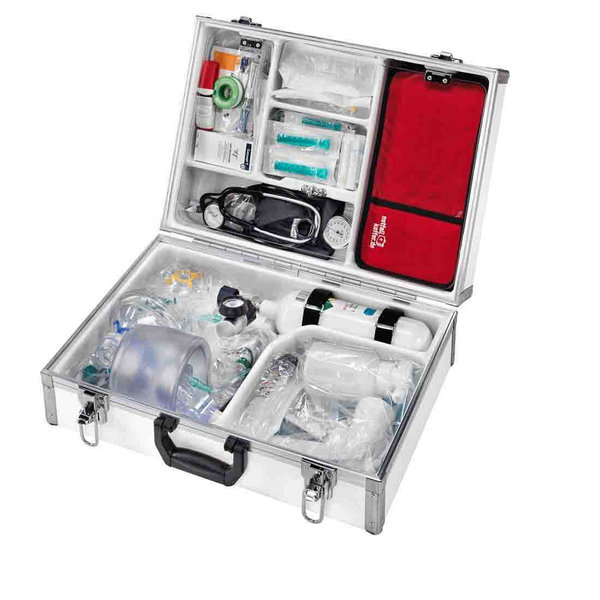 Notfallkoffer Arztpraxis EuroSafe® II inkl. 1L Sauerstoffflasche, mit Etui für 64 Ampullen