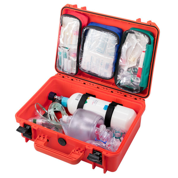 Notfallkoffer für mobile Zahnarztpraxen, 1L Sauerstoffflasche und Verbandmittelset DIN13157